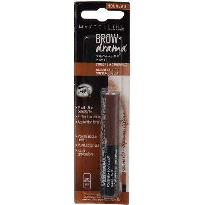 MAYBELLINE Mascara sourcils en poudre Brow Drama Shaping Chalk 130 Marron Profond