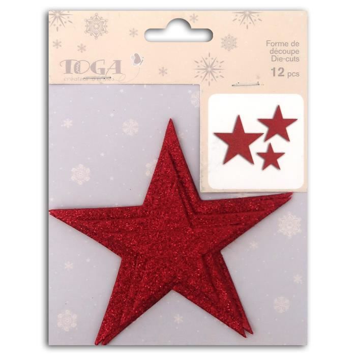TOGA L'or De Bombay Assortiment de 12 formes découpées - Motif Etoiles - Rouge