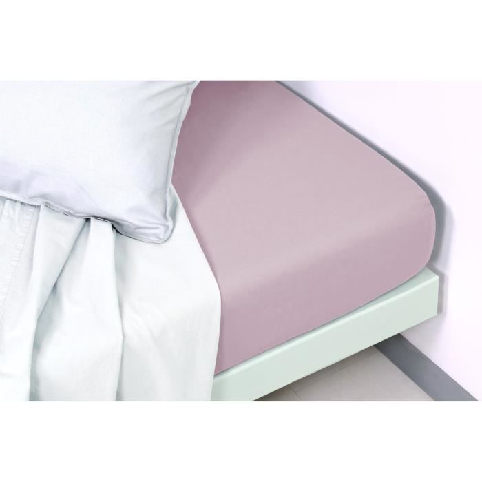 VENT DU SUD Drap housse PALACE 100% coton - 180x200 cm - Violet mauve