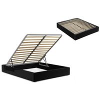 STRUCTURE DE LIT Lit coffre 90*190 recouvert de PU noir STRUCTURE DE LIT Lit coffre 90*190 recouvert de PU noir