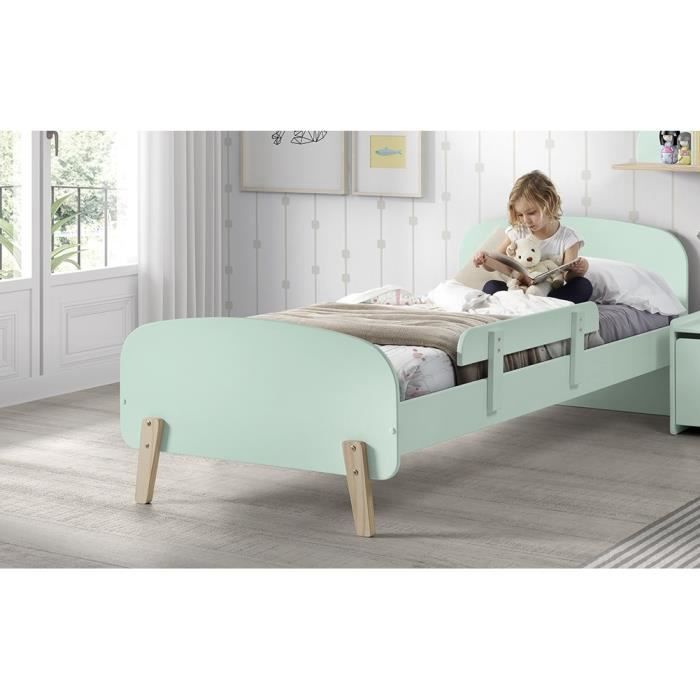 KIDDY Chambre enfant complète style scandinave en bois pin massif et MDF laqué vert menthe - l 90 x L 200 cm