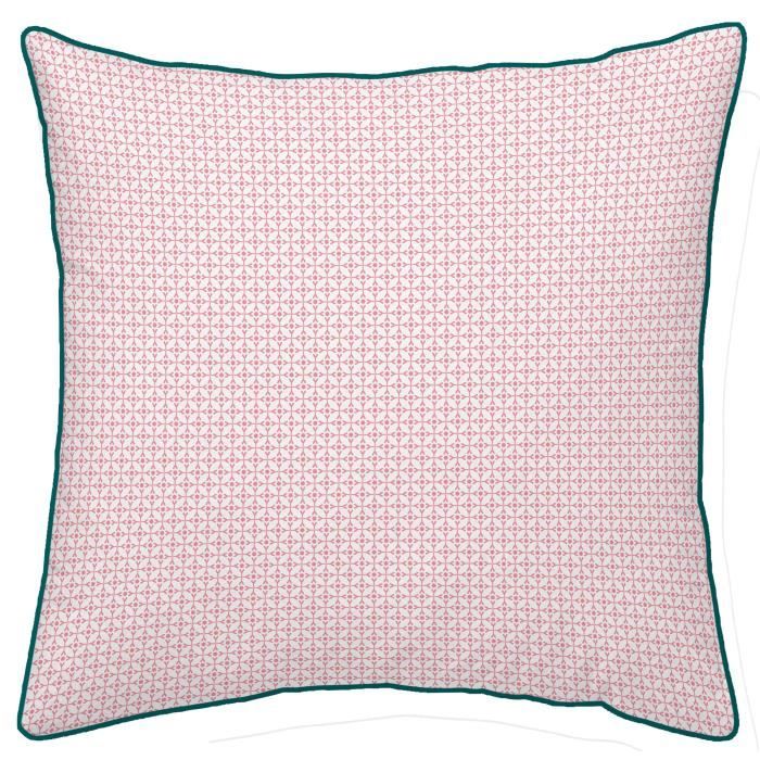TODAY TROPIK SUMMER Coussin Aurora bi-matière - 40 x 40 cm - Rose et vert foncé
