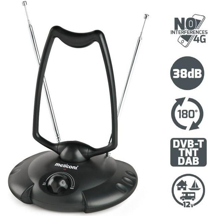 Antenne TV/radio Numérique Hama 44276 – Amplificateur Intégré 20 DB – Alimentation USB – Fréquence 47-870 MHz – Câble Coaxial 1,7 M