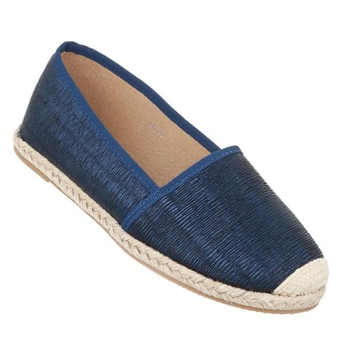 Femme Espadrilles Slipper Chaussure 41 Argent Bleu Noir dBeCxorW