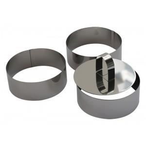 6 Moules à Présentation Inox - 3 Cercles Et 3 Carrés Avec Poussoir | 10 Cm | Idéal Pâtisserie Cuisine