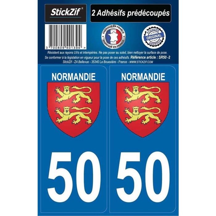 STICKZIF 2 Autocollants Région Département 50 (Nouvelle Version) SR50-2