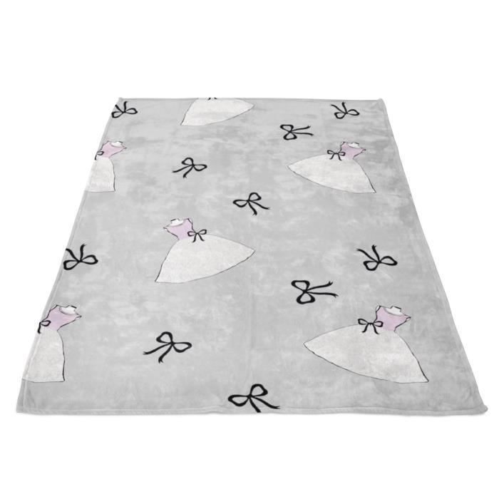 SOLEIL D' OCRE Couverture polaire microfibre Anais - 180 x 220 cm - Gris