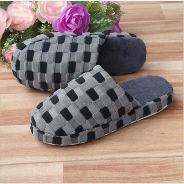 44 Hiver Homme Peluche Grille Btys xz008gris Chausson Pantoufle Z0wCqtqT