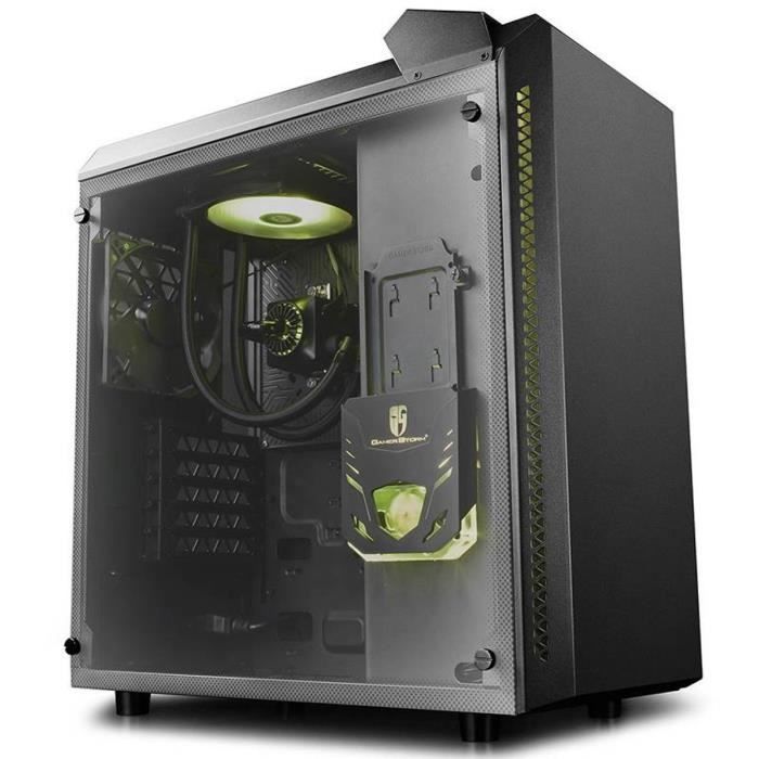 BARONKASE LIQUID Moyen tour Format ATXavec Watercooling CPU intégré - Noir (verre trempé)