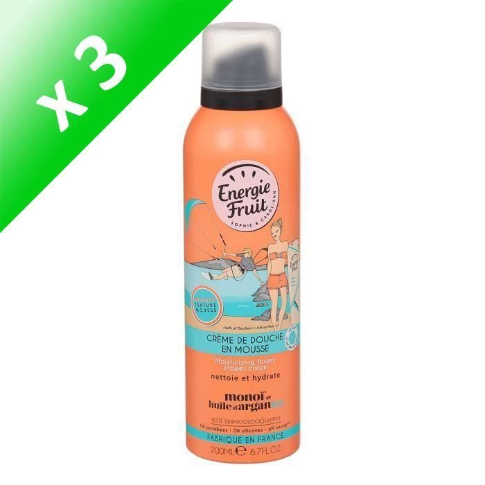 ENERGIE FRUITCrème de douche en mousse MONOï et Huile d'Argan - 200 ml (Lot de 3)