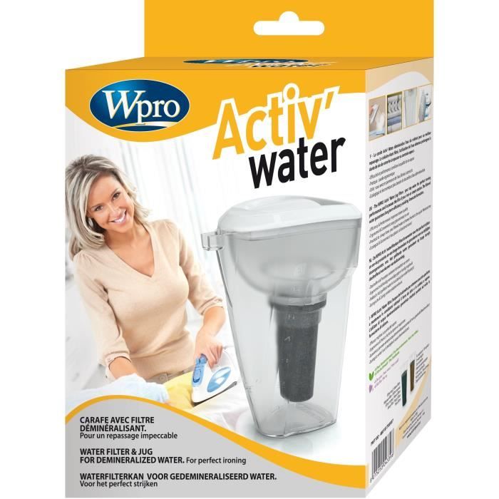 WPRO PWT100 Carafe ActivWater 1 filtre carafe demineralisante pour fer et centrales vapeur