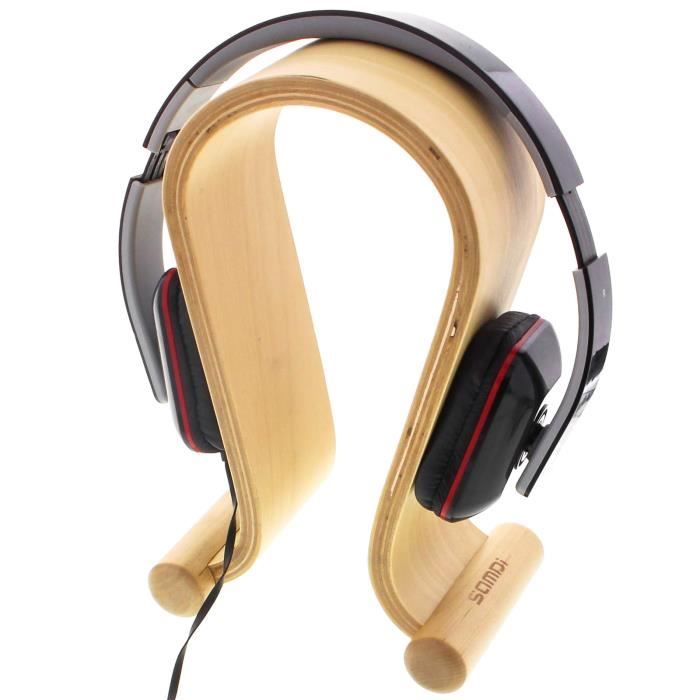 Support Double Pour Casques Audio En Bois - Plateforme HSW2 Pour Grands Écouteurs - Marque AUDIO123