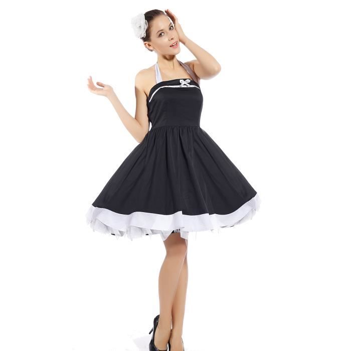 Robe Evasee Rockabilly Pinup Swing Vintage Costume de Deguisement pour Danceuse Fete Soiree