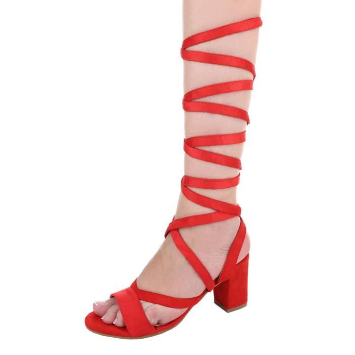 Sandale Femme Rouge High Hauts 41 Talons À Heels Escarpin Laceter Chaussures 76ygbf