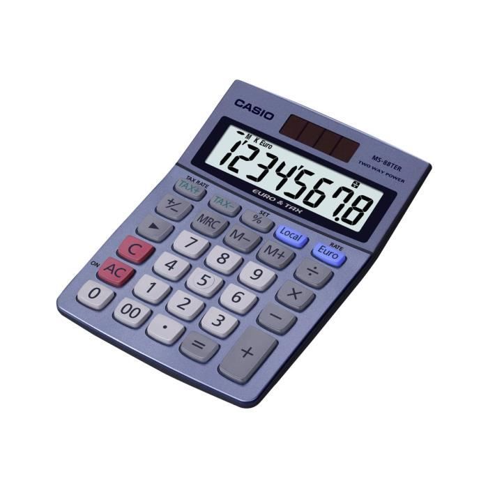 CASIO Calculatrice de bureau MS8VER II bleue
