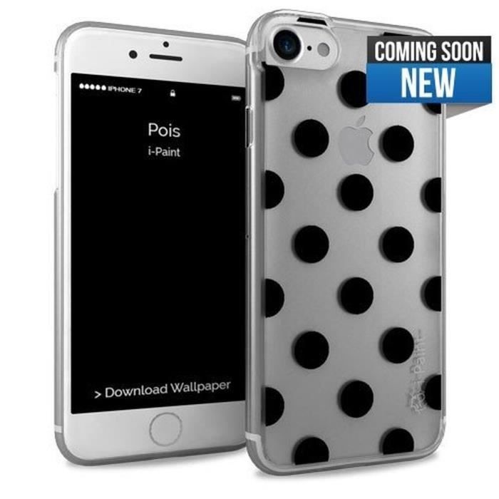 I-PAINT Coque pour iPhone 7 - Transparent / Pois