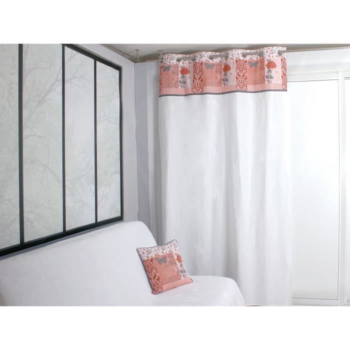 SOLEIL D'OCRE Rideau à Œillets Rose 140x240 cm - 100% coton - Imprimé