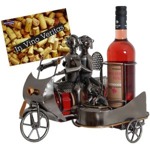 Lifestyle /& More Bouteille de vin Moderne Stand Bouteille Porte Paire avec m/étal Argent Hauteur Chien 22 cm