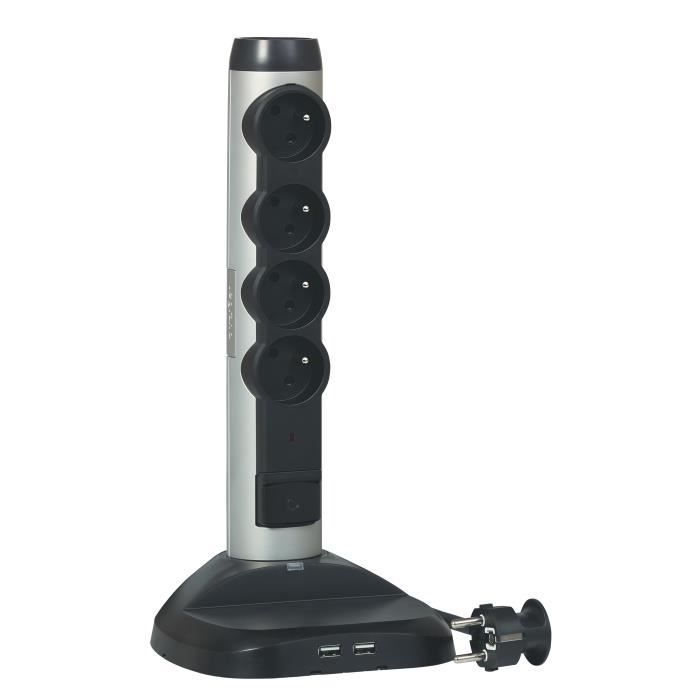 LEGRAND Rallonge multiprise parafoudre 4x2 P+T 2 prises USB station de charge 2 m