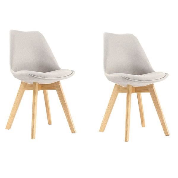 Lot De 2 Chaises Scandinaves De Salle à Manger Lin Beige Achat