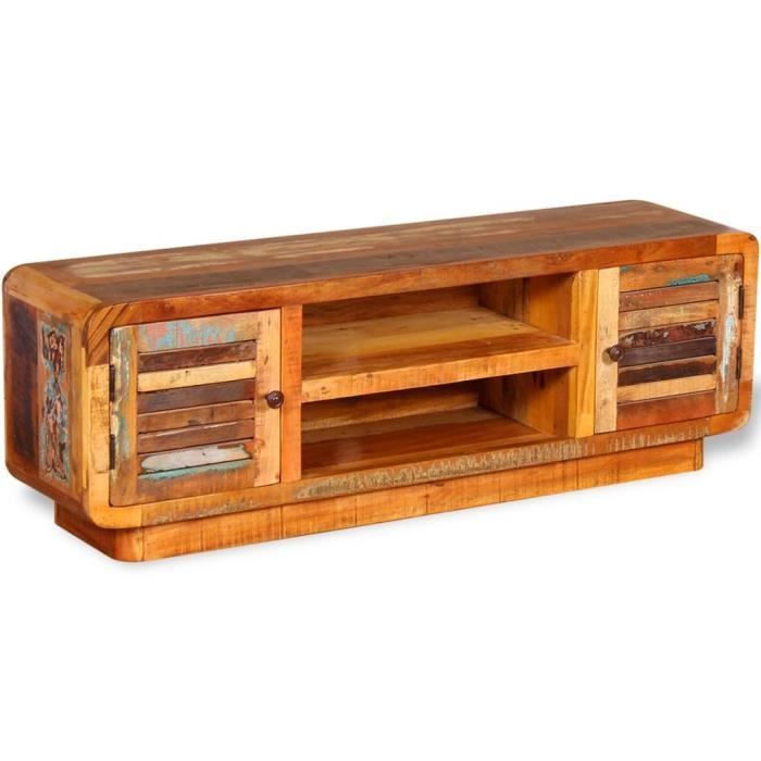 Meuble TV Bois de récupération massif 120 x 30 x 40 cm - Achat ... Meuble TV Bois de récupération massif 120 x 30 x 40 cm - Achat ...