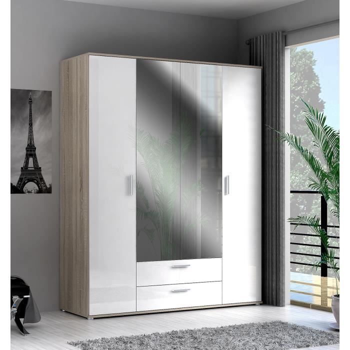 FINLANDEK Armoire SELKEÄ style contemporain chêne gris blanc - L 160 cm