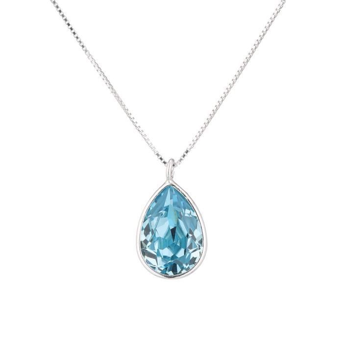 LES BIJOUX D'EMMA CRISTAL - Collier en Argent et Cristal De Swarovski Coloris Aquamarina