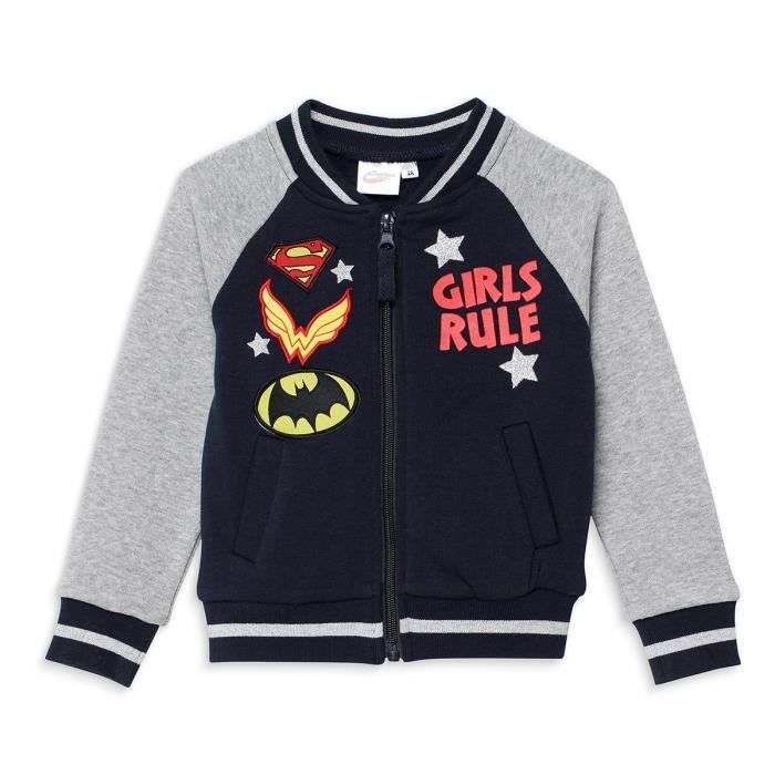 DC SUPER HERO GIRLS Blouson Teddy Bleu Enfant Fille