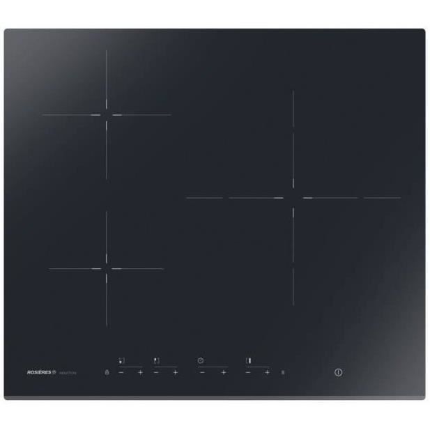 ROSIERES RID733BV Table de cuisson induction - 3 zones - 2600W - L59 x P52 cm - Revêtement verre vitrocéramique - Noir
