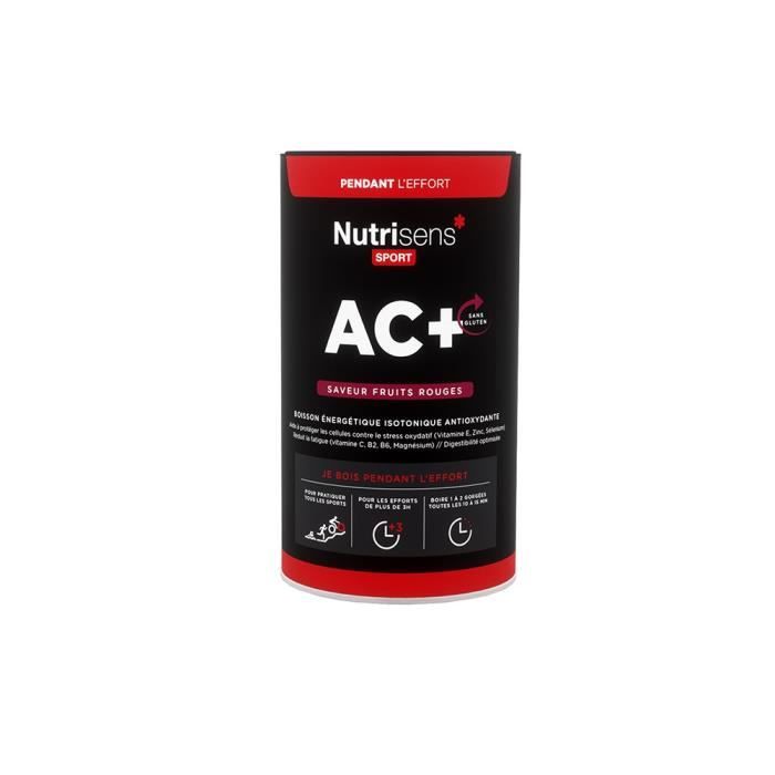NUTRISENS Complément alimentaire - Pot de 500 g pour préparation de boisson énergétique AC+ - Fruits rouges