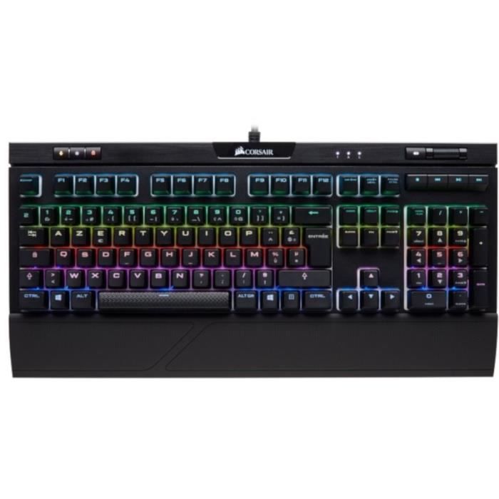 CORSAIR Clavier mécanique Gaming STRAFE RGB MK.2, Backlit RGB LED, Cherry MX Silent (CH-9104113-FR)