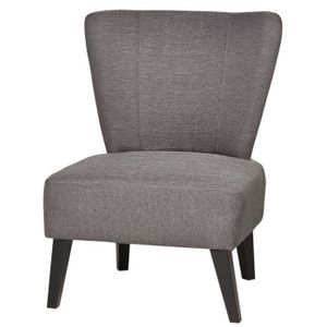 ANGELINA Fauteuil pieds en bois bouleau massif - Rev?tement tissu gris - Style contemporain - L58 x P48 cm