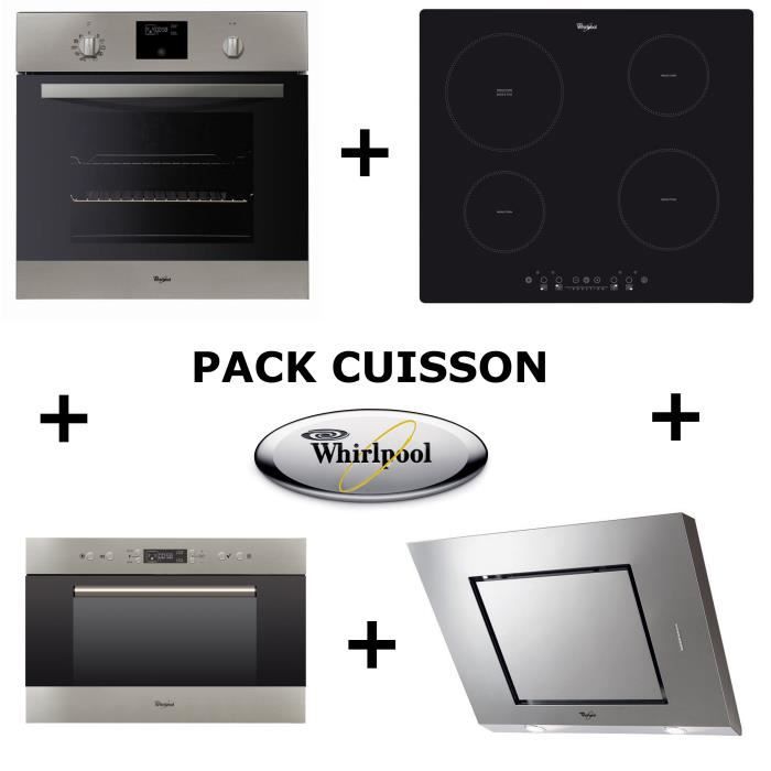 WHIRLPOOL Pack cuisson : Four pyrolyse + Table induction + Hotte + Micro-ondes encastrable WHIRLAMW703IX