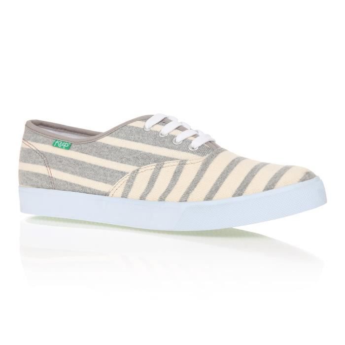 KEEP Baskets Homer Sun Stripe - Femme - Gris et Crème