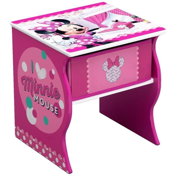MINNIE - Table de Chevet Enfant - Bois - Rose et Blanc