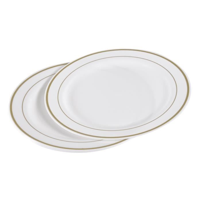 Lot de 6 assiettes blanches avec liseré or diamètre 23 cm