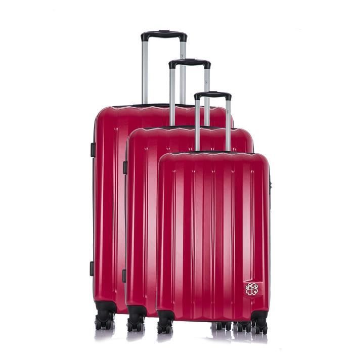 LES P'TITES BOMBES Set de 3 Valises Rigide Polycarbonate 4 Roues 50-60-70 cm ALISON Pink