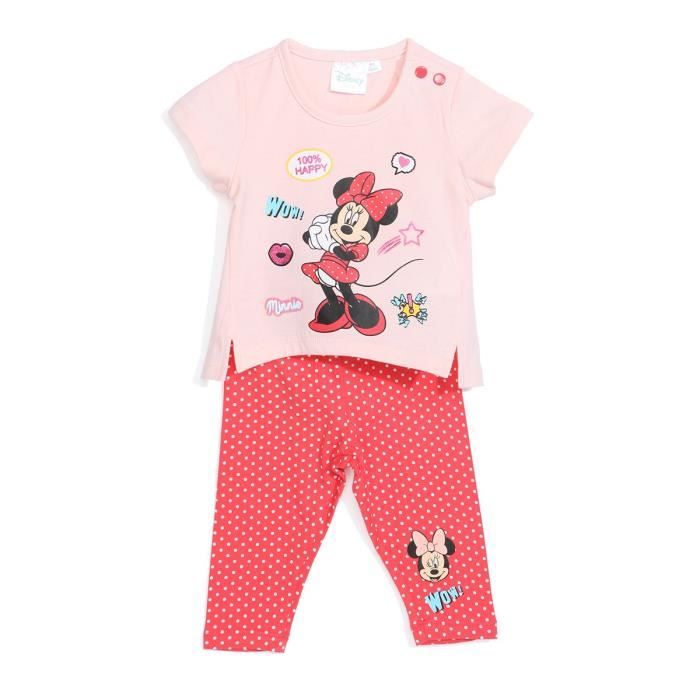 MINNIE Ensemble Rose Bébé Fille Sérigraphie