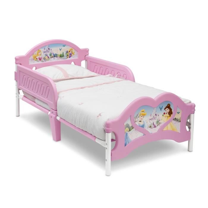 DISNEY PRINCESSES - Lit Enfant en Métal et Plastique - Rose - 70 x 140cm