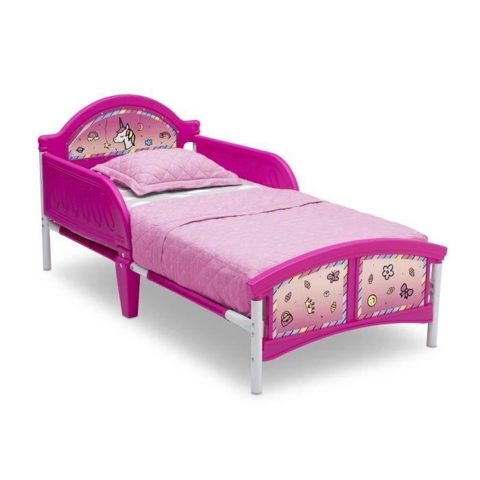 DELTAKIDS - Lit Enfant en Métal et Plastique - Licorne - 70 x 140 cm