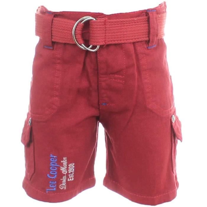 LEE COOPER - Bermuda Rouge avec Ceinture - Bébé Garçon