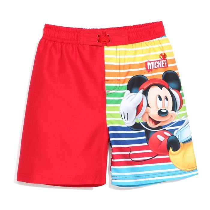 MICKEY Maillot de Bain Rouge Enfant Garçon Sérigraphie