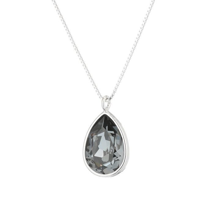 LES BIJOUX D'EMMA CRISTAL - Collier en Argent et Cristal De Swarovski Coloris Silver Night