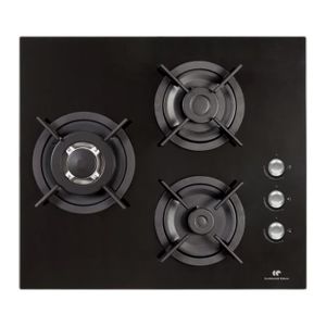 CONTINENTAL EDISON CTG3VB - Table de cuisson gaz-3 foyers-L59,4xP52,3cm-Rev?tement verre-Noir