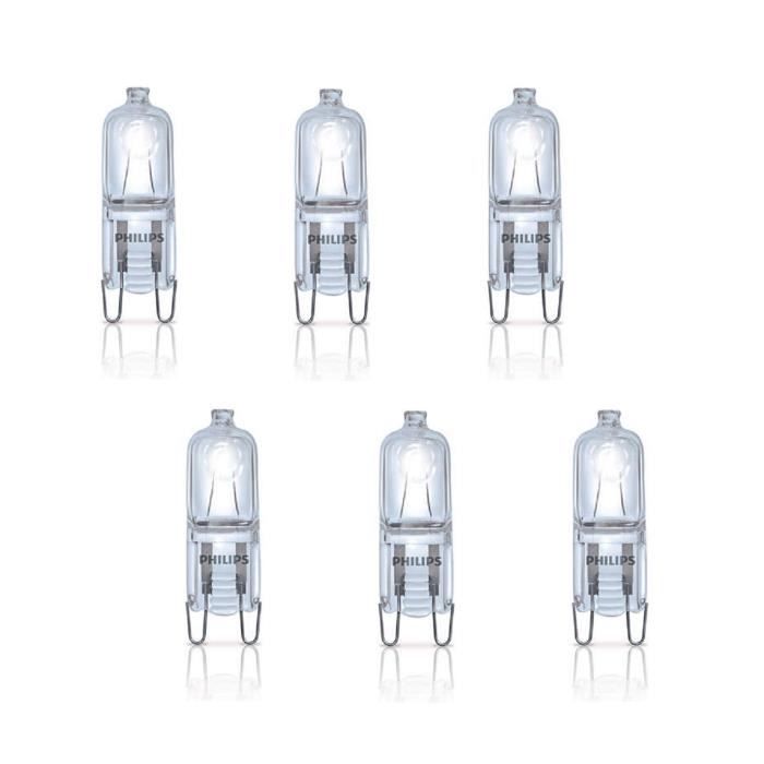 PHILIPS Lot de 6 ampoules Ecoclassic G9 18 W équivalent à 25 W