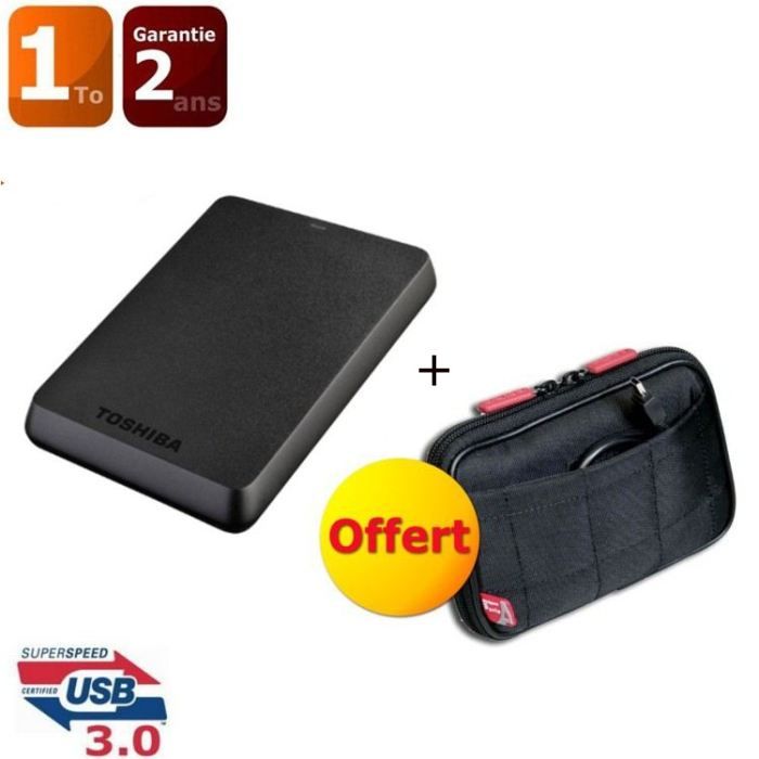 Toshiba STOR.E BASICS 2.5 1000 Go Noir + Housse   Achat / Vente DISQUE