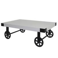 TABLE BASSE LOFT Table basse sur roulettes vintage en bois pin TABLE BASSE LOFT Table basse sur roulettes vintage en bois pin