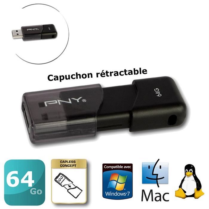 PNY Attaché 64 Go   Achat / Vente CLE USB PNY Attaché 64 Go