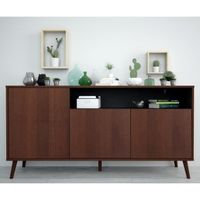 BUFFET - BAHUT YERR Buffet bas vintage placage bois noyer vernis BUFFET - BAHUT YERR Buffet bas vintage placage bois noyer vernis