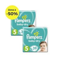 COUCHE PAMPERS Baby Dry T5 11 à 23kg - Lot de 2 - 78 couc COUCHE PAMPERS Baby Dry T5 11 à 23kg - Lot de 2 - 78 couc
